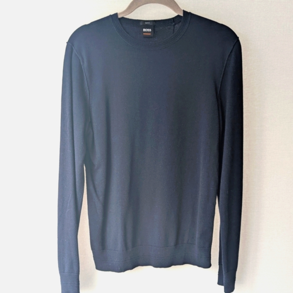 BOSS Men's Classic Navy Crewneck Sweater